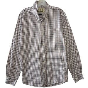 Barbour Mens Regular Fit Tattersall Check Button Down Shirt Size M Red Plaid